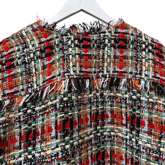 HALOGEN Tweed Jacket Plus Size 3X Womens Blazer Paris Style Red Black Multi - Picture 5 of 10